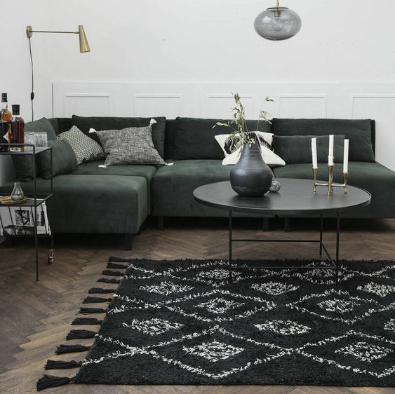 black and white rug